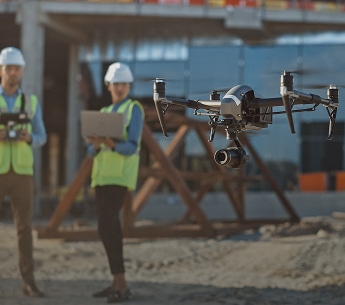 Drone surveying civil infrastructure site